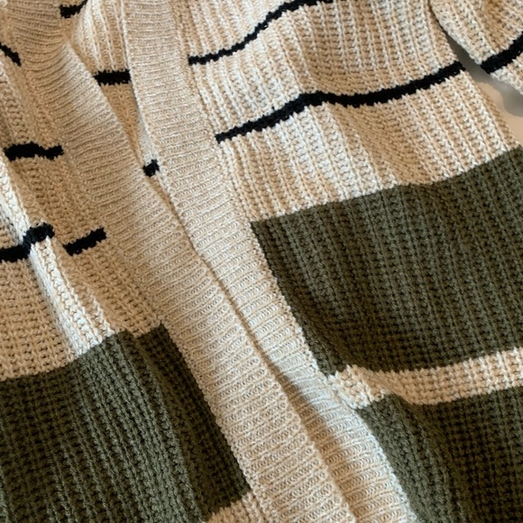 Urban Outfitters Knitted Green Beige Small Jacket Sweater Striped - Picture 3 of 5